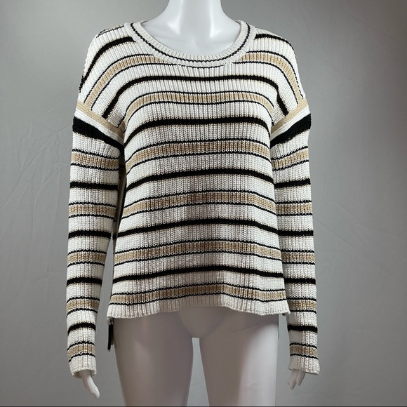 Max Studio Knit Stripe Cotton Sweater size Medium - Picture 1 of 14